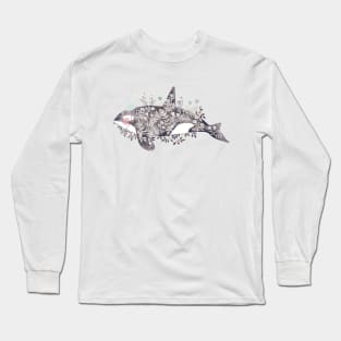 Orca With Flowers Long Sleeve T-Shirt